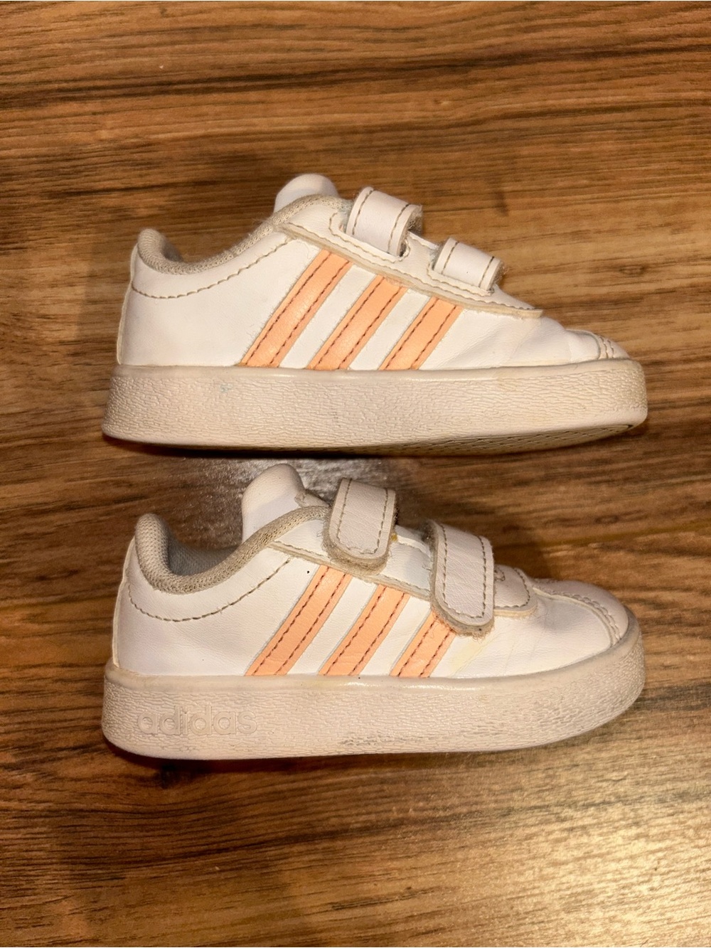Pink and white adidas grand court sneakers